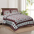 Rudra Bazaar Multicolour 210 TC Cotton Double King Bedsheet With 2 Pillow Covers | Grocsy