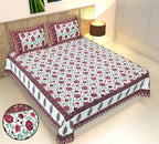 Rudra Bazaar Multicolour 210 TC Cotton Double King Bedsheet With 2 Pillow Covers | Grocsy