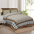Rudra Bazaar Multicolour 210 TC Cotton Double King Bedsheet With 2 Pillow Covers | Grocsy