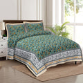 Rudra Bazaar Multicolour 210 TC Cotton Double King Bedsheet With 2 Pillow Covers | Grocsy