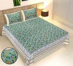 Rudra Bazaar Multicolour 210 TC Cotton Double King Bedsheet With 2 Pillow Covers | Grocsy