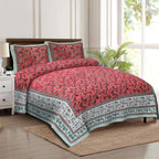Rudra Bazaar Multicolour 210 TC Cotton Double King Bedsheet With 2 Pillow Covers | Grocsy