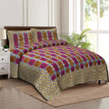 Rudra Bazaar Multicolour 210 TC Cotton Double King Bedsheet With 2 Pillow Covers | Grocsy