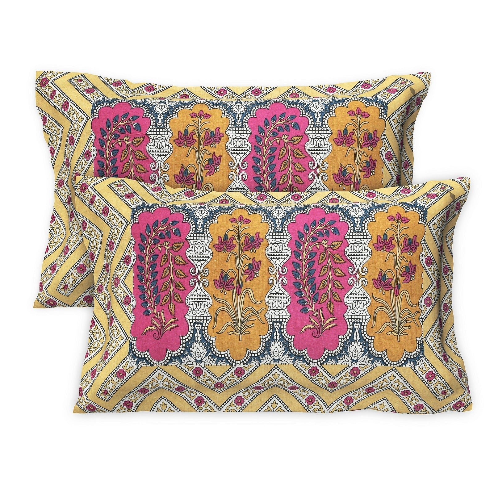 Rudra Bazaar Multicolour 210 TC Cotton Double King Bedsheet With 2 Pillow Covers | Grocsy