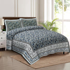 Rudra Bazaar Multicolour 210 TC Cotton Double King Bedsheet With 2 Pillow Covers | Grocsy