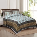 Rudra Bazaar Multicolour 210 TC Cotton Double King Bedsheet With 2 Pillow Covers | Grocsy