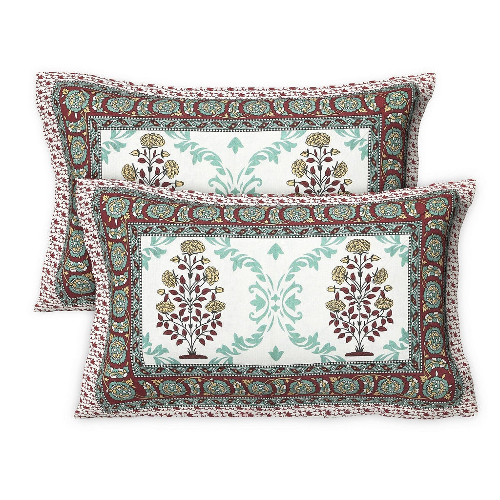 Rudra Bazaar Multicolour 210 TC Cotton Double King Bedsheet With 2 Pillow Covers | Grocsy