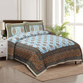 Rudra Bazaar Multicolour 210 TC Cotton Double King Bedsheet With 2 Pillow Covers | Grocsy