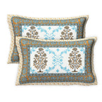 Rudra Bazaar Multicolour 210 TC Cotton Double King Bedsheet With 2 Pillow Covers | Grocsy