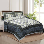 Rudra Bazaar Multicolour 210 TC Cotton Double King Bedsheet With 2 Pillow Covers | Grocsy