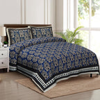 Rudra Bazaar Multicolour 210 TC Cotton Double King Bedsheet With 2 Pillow Covers | Grocsy