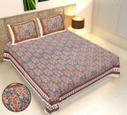 Rudra Bazaar Multicolour 210 TC Cotton Double King Bedsheet With 2 Pillow Covers | Grocsy