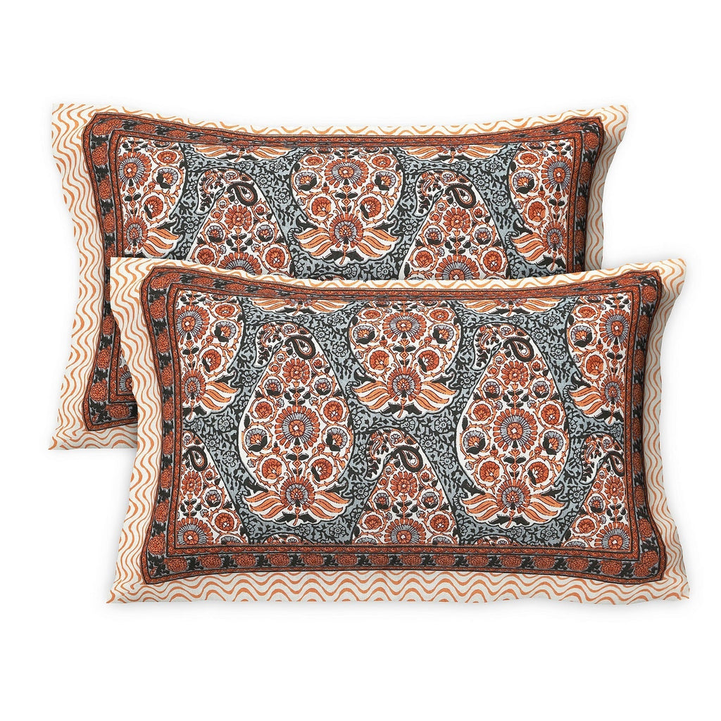 Rudra Bazaar Multicolour 210 TC Cotton Double King Bedsheet With 2 Pillow Covers | Grocsy
