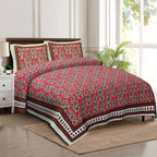Rudra Bazaar Multicolour 210 TC Cotton Double King Bedsheet With 2 Pillow Covers | Grocsy