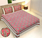 Rudra Bazaar Multicolour 210 TC Cotton Double King Bedsheet With 2 Pillow Covers | Grocsy