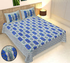 Rudra Bazaar Multicolour 210 TC Cotton Double King Bedsheet With 2 Pillow Covers | Grocsy