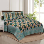 Rudra Bazaar Multicolour 210 TC Cotton Double King Bedsheet With 2 Pillow Covers | Grocsy