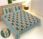 Rudra Bazaar Multicolour 210 TC Cotton Double King Bedsheet With 2 Pillow Covers | Grocsy