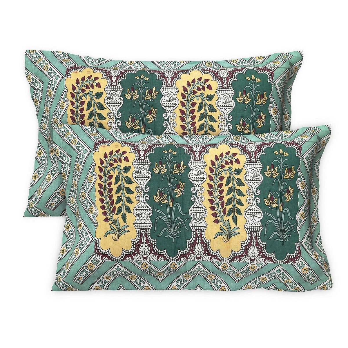 Rudra Bazaar Multicolour 210 TC Cotton Double King Bedsheet With 2 Pillow Covers | Grocsy