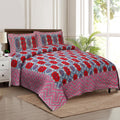 Rudra Bazaar Multicolour 210 TC Cotton Double King Bedsheet With 2 Pillow Covers | Grocsy