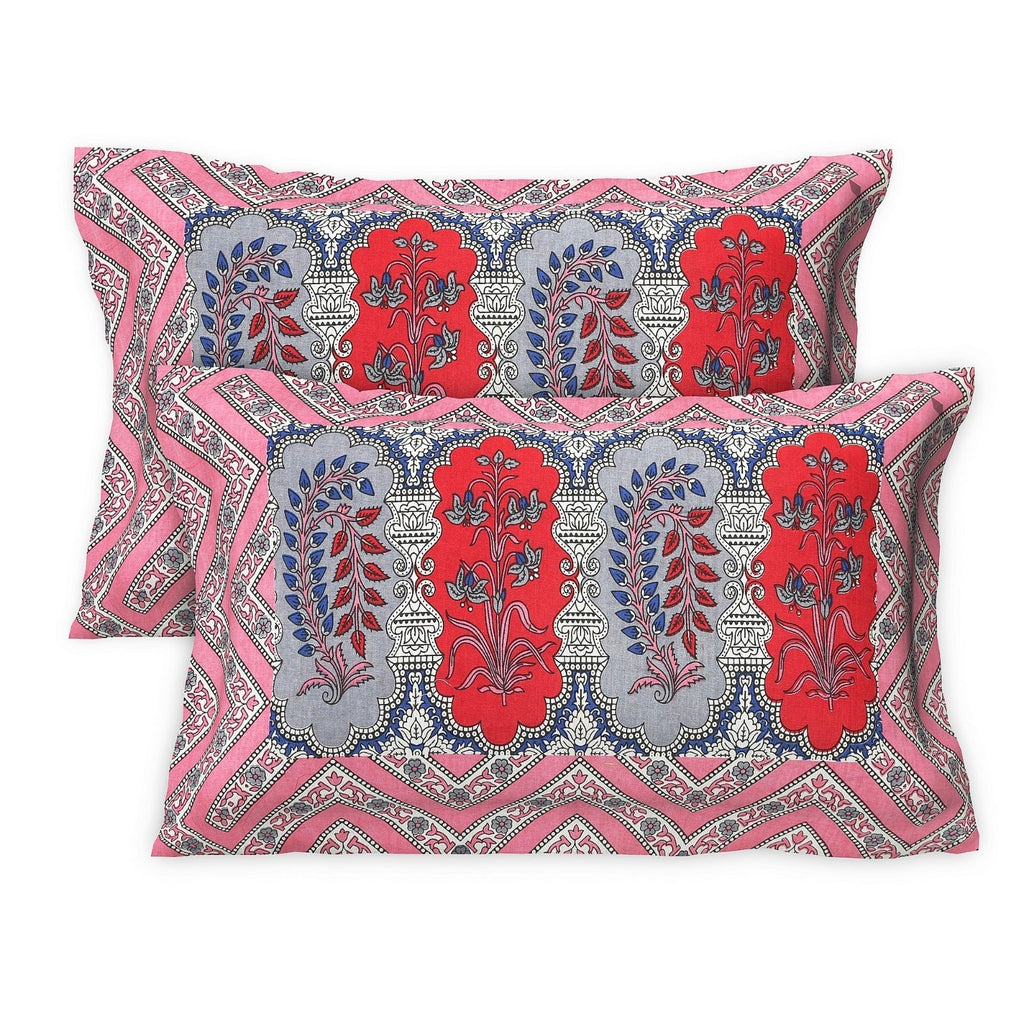 Rudra Bazaar Multicolour 210 TC Cotton Double King Bedsheet With 2 Pillow Covers | Grocsy