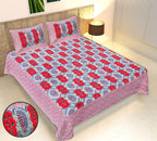 Rudra Bazaar Multicolour 210 TC Cotton Double King Bedsheet With 2 Pillow Covers | Grocsy