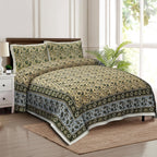 Rudra Bazaar Multicolour 210 TC Cotton Double King Bedsheet With 2 Pillow Covers | Grocsy
