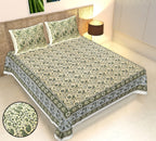 Rudra Bazaar Multicolour 210 TC Cotton Double King Bedsheet With 2 Pillow Covers | Grocsy