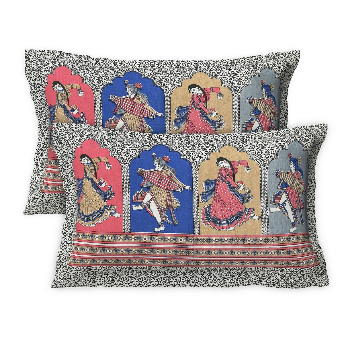 Rudra Bazaar Multicolour 210 TC Cotton Double King Bedsheet With 2 Pillow Covers | Grocsy