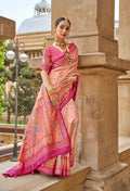 Bittersweet Peach Superior V.P.Silk Woven Printed Patola Silk Saree - Rewaa Milano | Grocsy