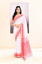 Piyari Fashion Women's White Embellished Cotton Saree | Grocsy