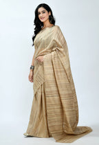 Mominos Fashion Moeza Pure Ghichcha Silk Tussar Golden Color Saree | Grocsy