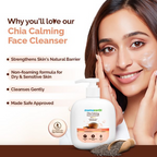 Mamaearth Chia Calming Face Cleanser with Chia Seed & Ceramides for Dry & Sensitive Skin | Grocsy