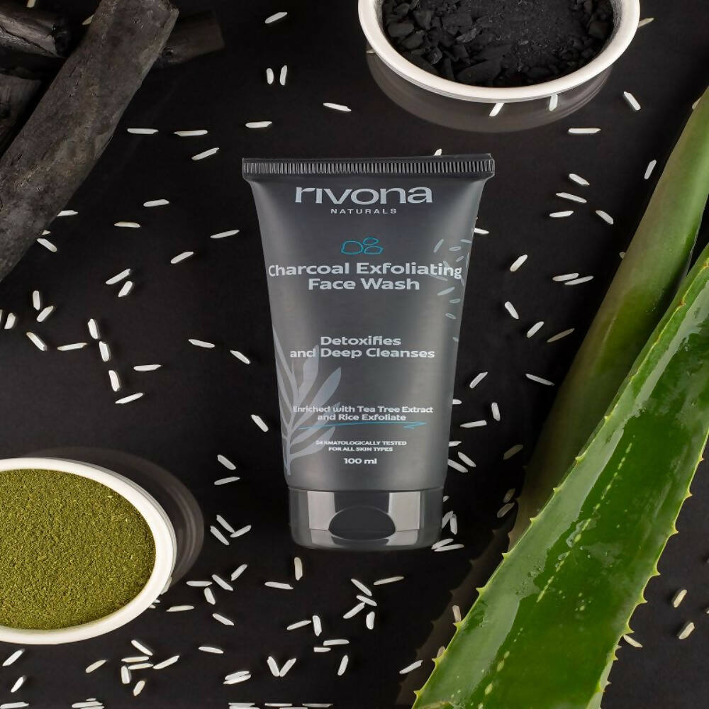 Rivona Naturals Charcoal Exfoliating Face Wash | Grocsy