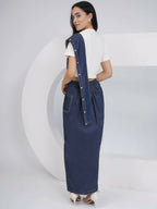 Joban Fashion Off White Cotton Denim Skirt Drape With Top | Grocsy