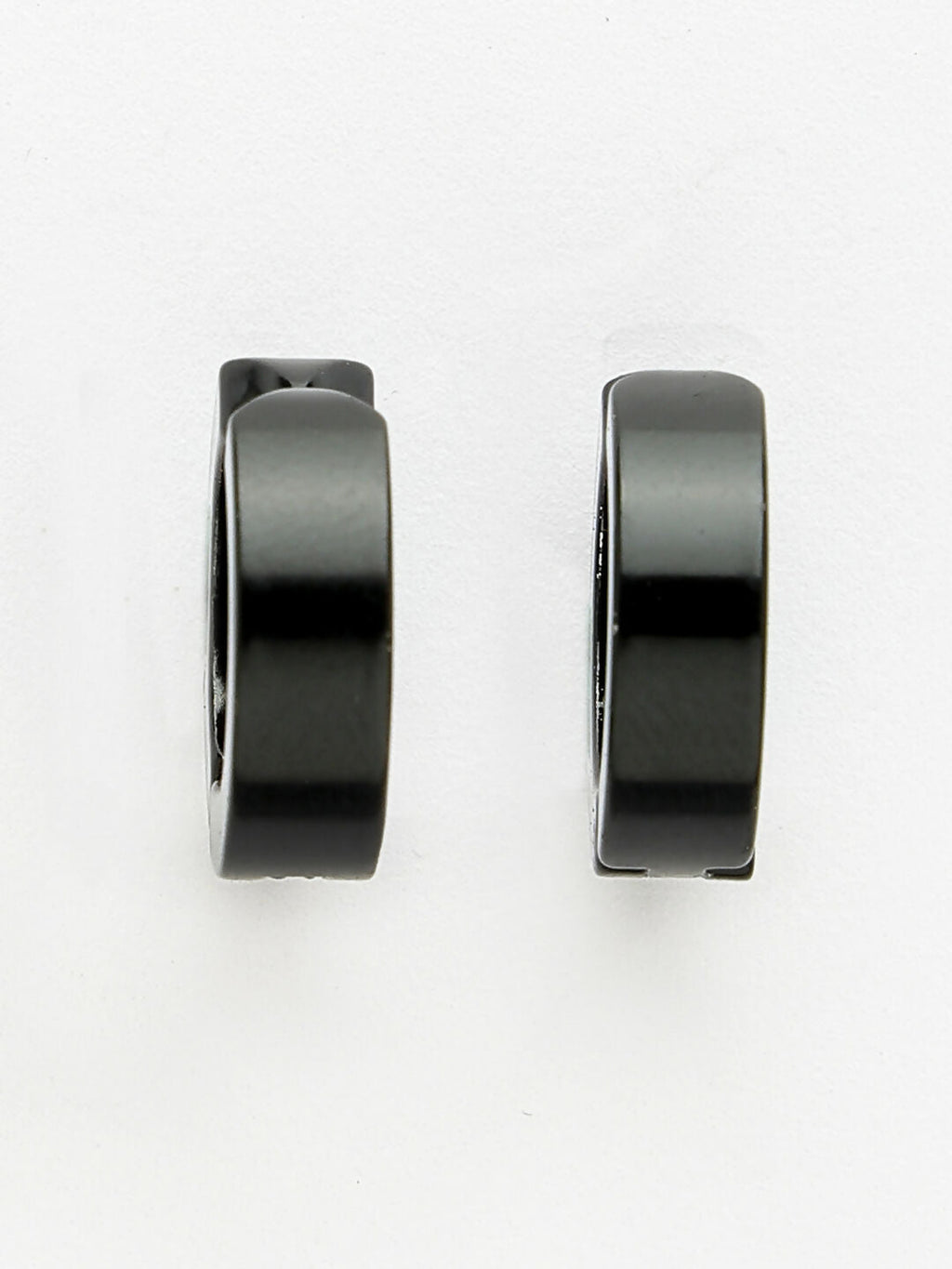 NVR Men's Black Rhodium-Plated Stainless Steel Hoop Earrings