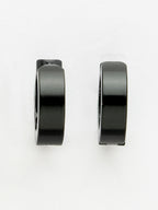 NVR Men's Black Rhodium-Plated Stainless Steel Hoop Earrings