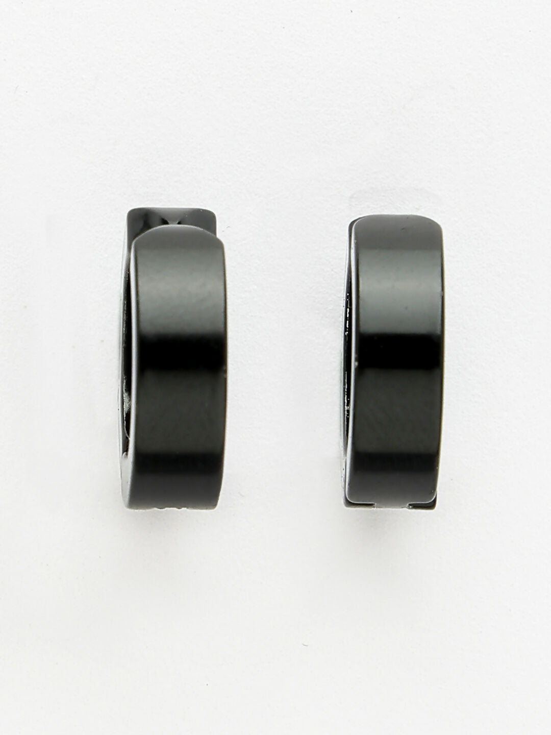 NVR Men's Black Rhodium-Plated Stainless Steel Hoop Earrings