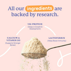 Gritzo SuperMilk Growth+ (Formerly Height+) Unsweetened Drink Mix (13+y Girls), 13g Protein Powder - Creamy Vanilla | Grocsy