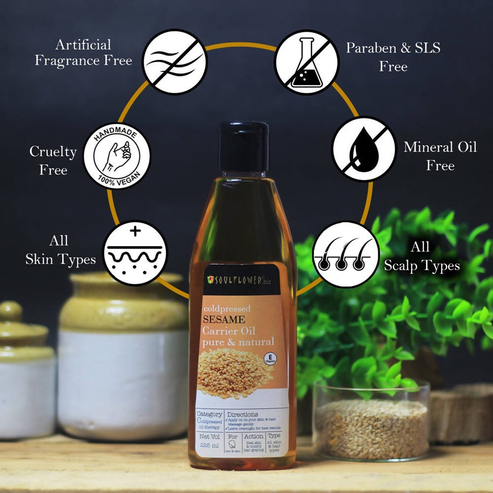 Soulflower Coldpressed Sesame Carrier Oil Pure & Natural | Grocsy