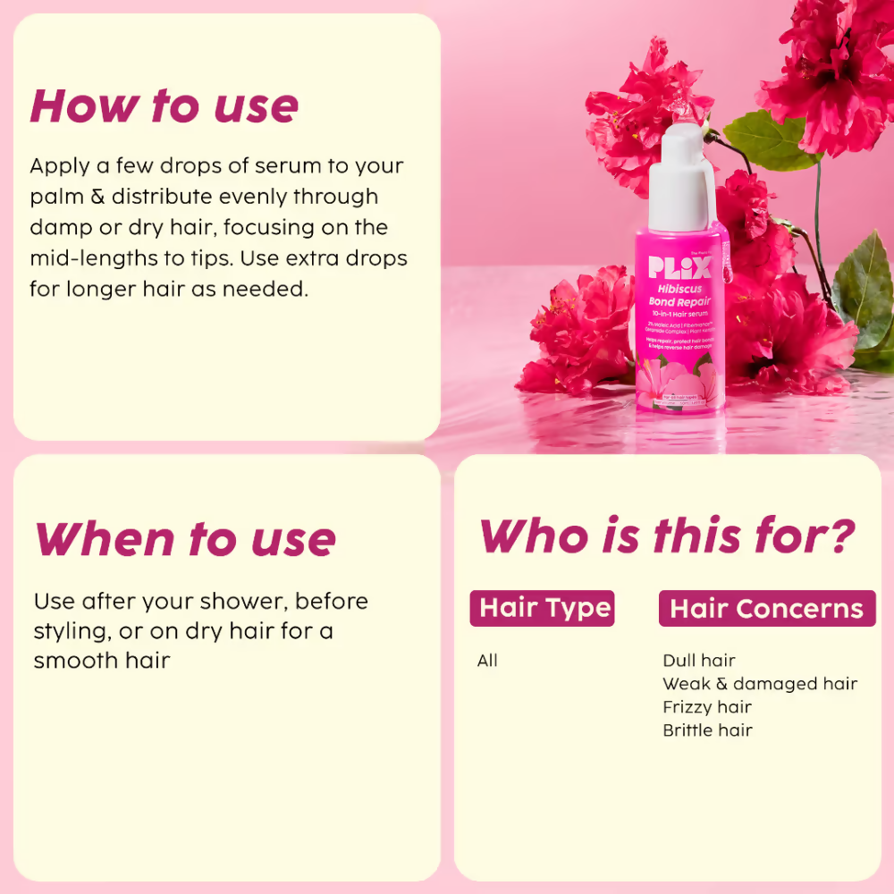 PLIX The Plant Fix Hibiscus Bond Repair 10-In-1 Hair Serum | Grocsy