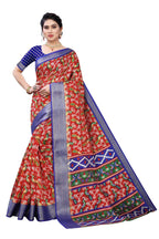 Vamika Red and Blue Linen Jari Border Saree Online At Low Price | Grocsy