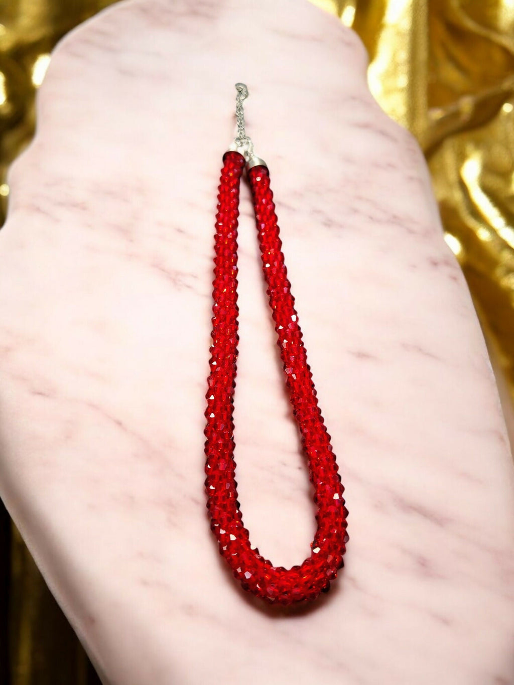Inhanns Noor-E-Jalwa – Handmade Crystal Bead Necklace -Adjustable - Red Only Necklace | Grocsy