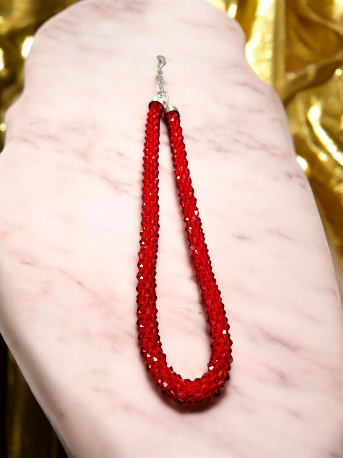 Inhanns Noor-E-Jalwa – Handmade Crystal Bead Necklace -Adjustable - Red Only Necklace | Grocsy