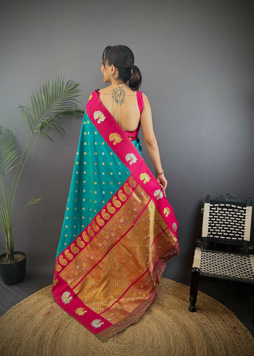 Joban Fashion Light Brown Butti Banarasi Silk Sarees | Grocsy