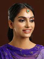 Ruby Raang Tear Drop Green Meenakari with Diamond Maang Tikka | Grocsy