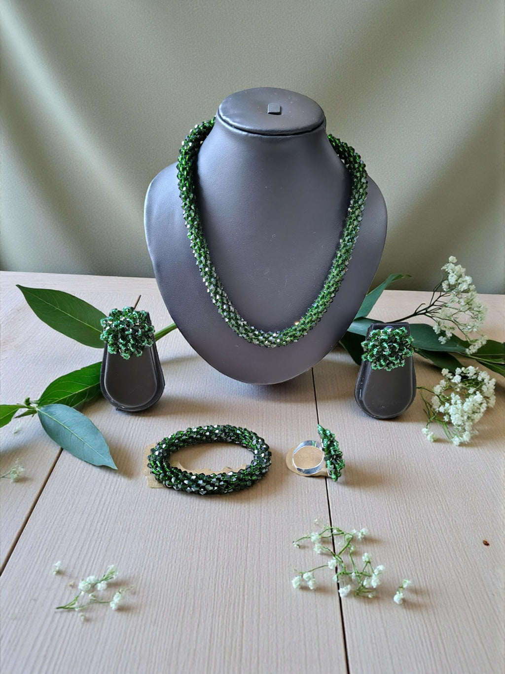 Inhanns Rangshine 4-In-1 Crystal Glam Set - Handmade - Dark Green | Grocsy
