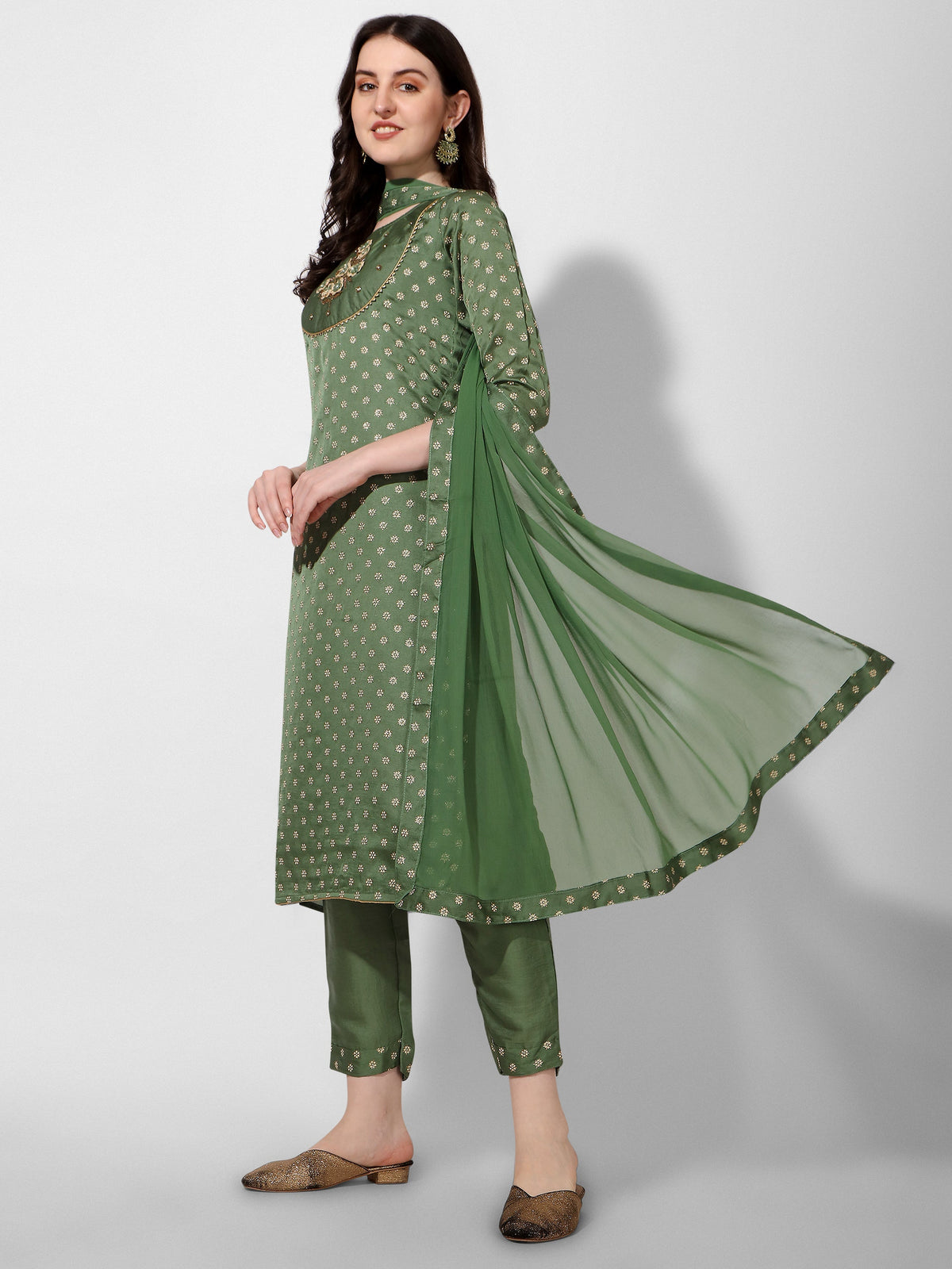 Embroidered Silk Kurta With Pant And Dupatta Set, Multicolor - Hiral Fashion | Grocsy