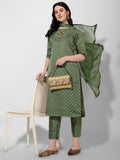 Embroidered Silk Kurta With Pant And Dupatta Set, Multicolor - Hiral Fashion | Grocsy