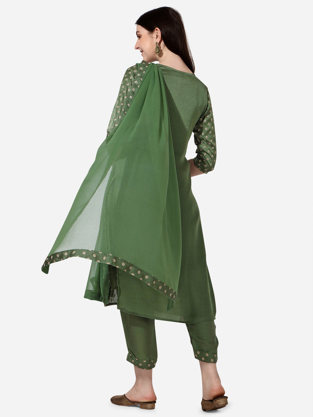 Embroidered Silk Kurta With Pant And Dupatta Set, Multicolor - Hiral Fashion | Grocsy